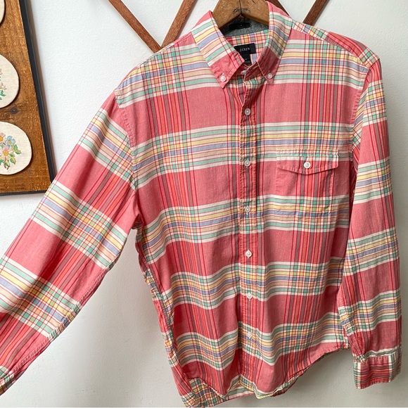 J Crew Plaid Sim Fit Oxford Button Down Shirt - Picture 4 of 14